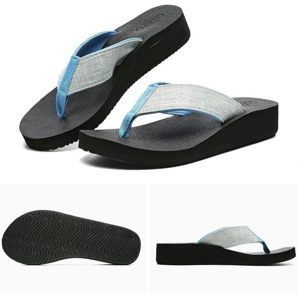 Wedge Sandals with Stylish Straps for Women Dressy Comfortable Sky Blue - Picture 2 of 5